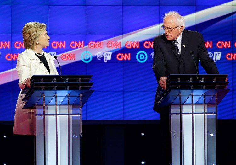 Bernie Sanders and Hillary Clinton face off during the CNN Democratic debate Thursday night at the Brooklyn Navy Yard. The debate showed the apparent animosity between the candidates.