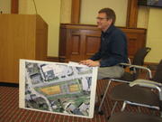 Owens McCullough of Sebago Technics shows Gorham Town Council a concept plan for a five-story building proposed by Great Falls Construction off Railroad Avenue in Gorham.
