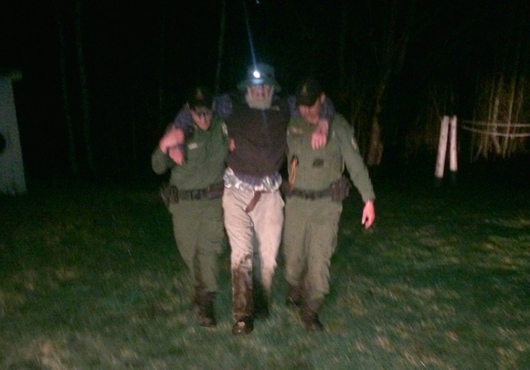 Gene Wilbur was rescued from a bog near his home in Parkman by Maine game wardens late Thursday night.