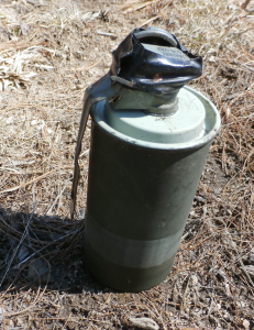 A smoke grenade was found on Route 11 in Limington. Photo courtesy of the York County Sheriff's Office