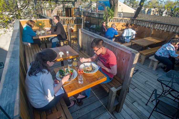 The Tree House Cafe features a large outdoor deck. 
