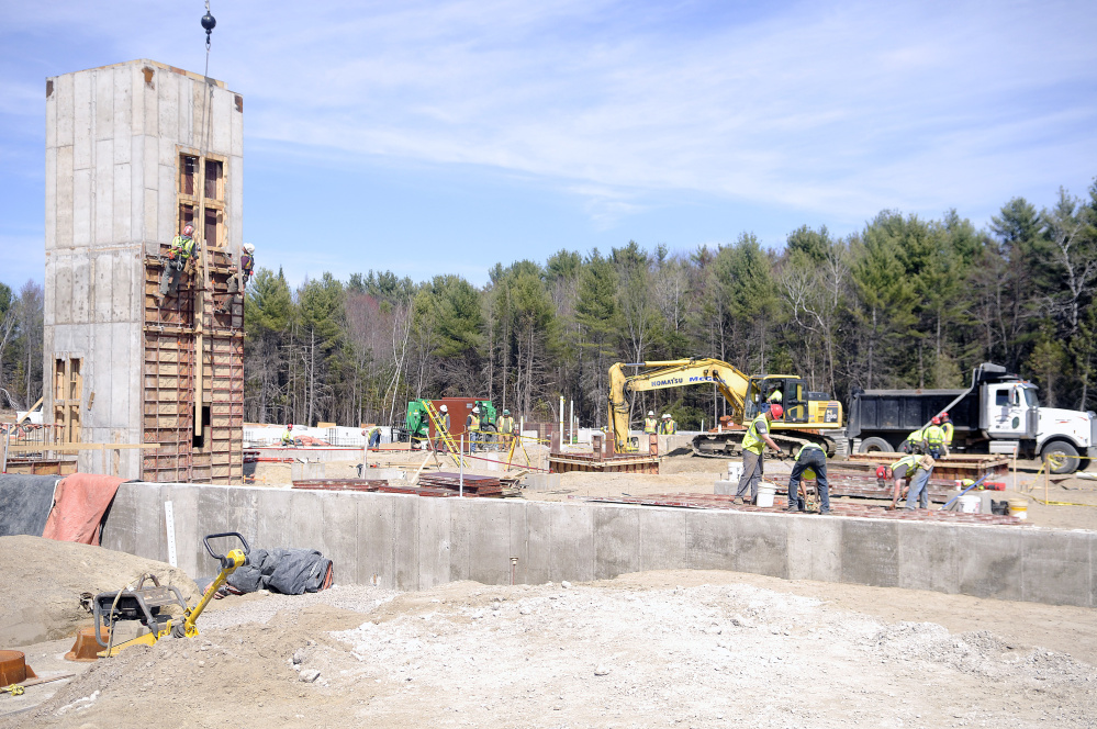Construction last week at the new Maine National Guard headquarters, Camp Chamberlain, in Augusta.