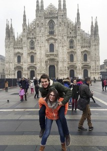 Nick Boulos, a Portland high school graduate, and Kira Farley visit the Milan Cathedral in Italy during their gap year abroad.