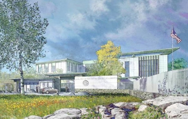 An artist's rendering depicts the new U.S. embassy in Huseby, Norway, just outside Oslo, scheduled for completion in late 2016. 