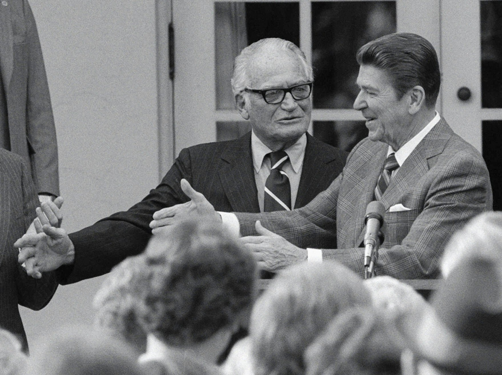 While many credit  the late Sen. Barry Goldwater, left, with defining the conservative movement in the 1960s, President Ronald Reagan transformed it into a lasting political reality with his election in 1980.