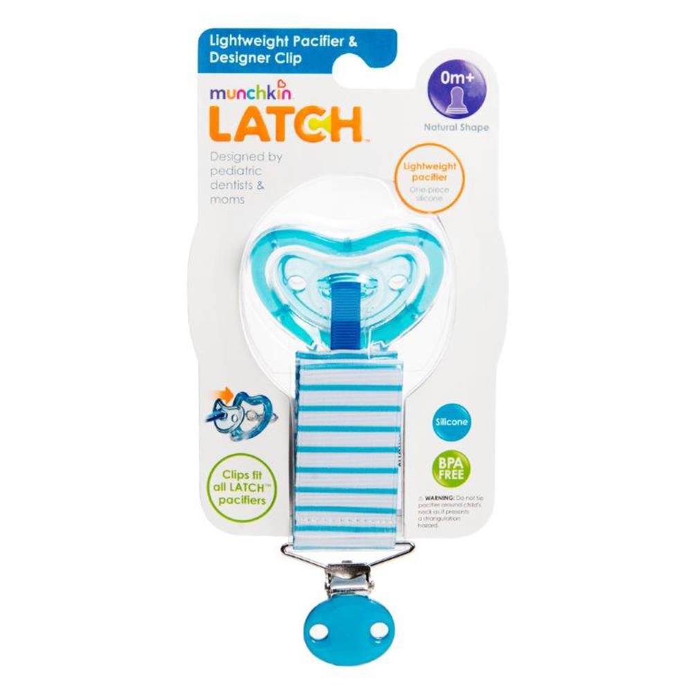 This image provided by the United States Consumer Product Safety Commission shows Munchkin-brand Latch lightweight pacifiers and clips, which are sold as a set.