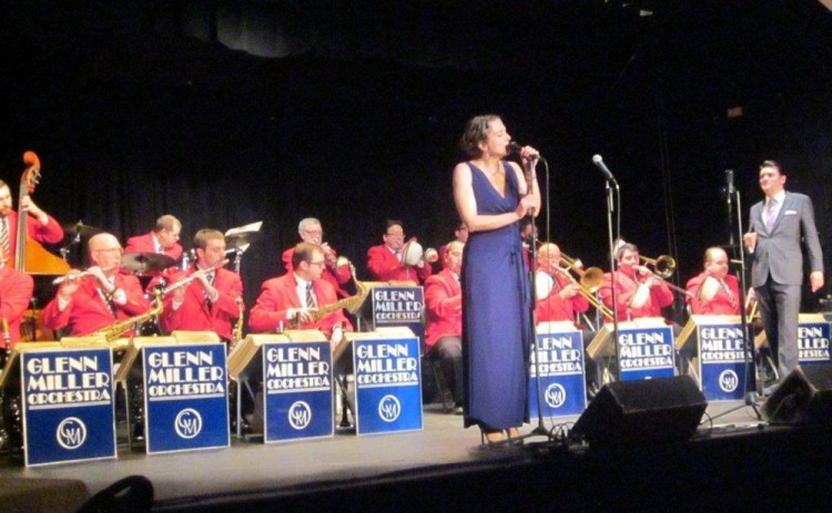 Singer Jennifer Porter with the Glenn Miller Orchestra Tuesday at the Saco River Theatre.