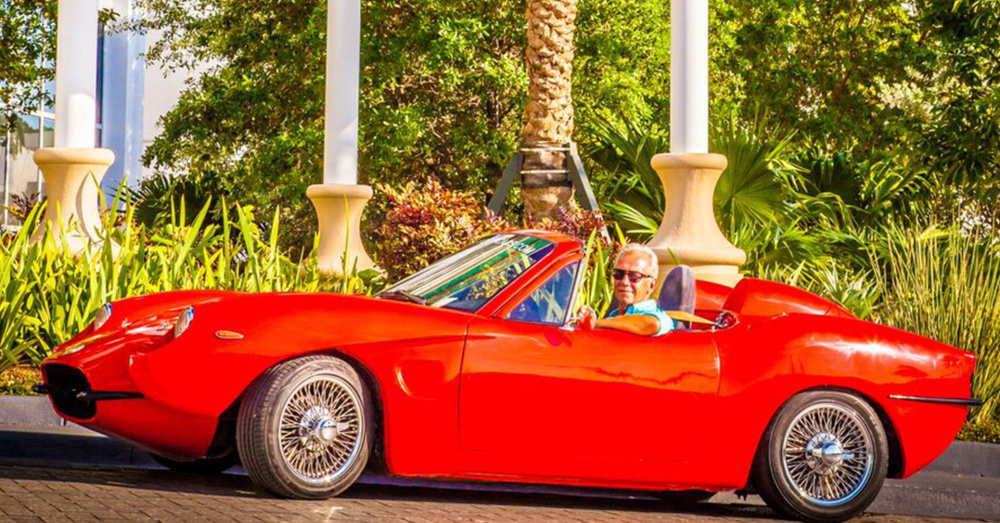 Bruce Dietzen used hemp to build his red sports car. With the exception of engine parts, the windshield and mirrors, nearly every part of the car is made from hemp.