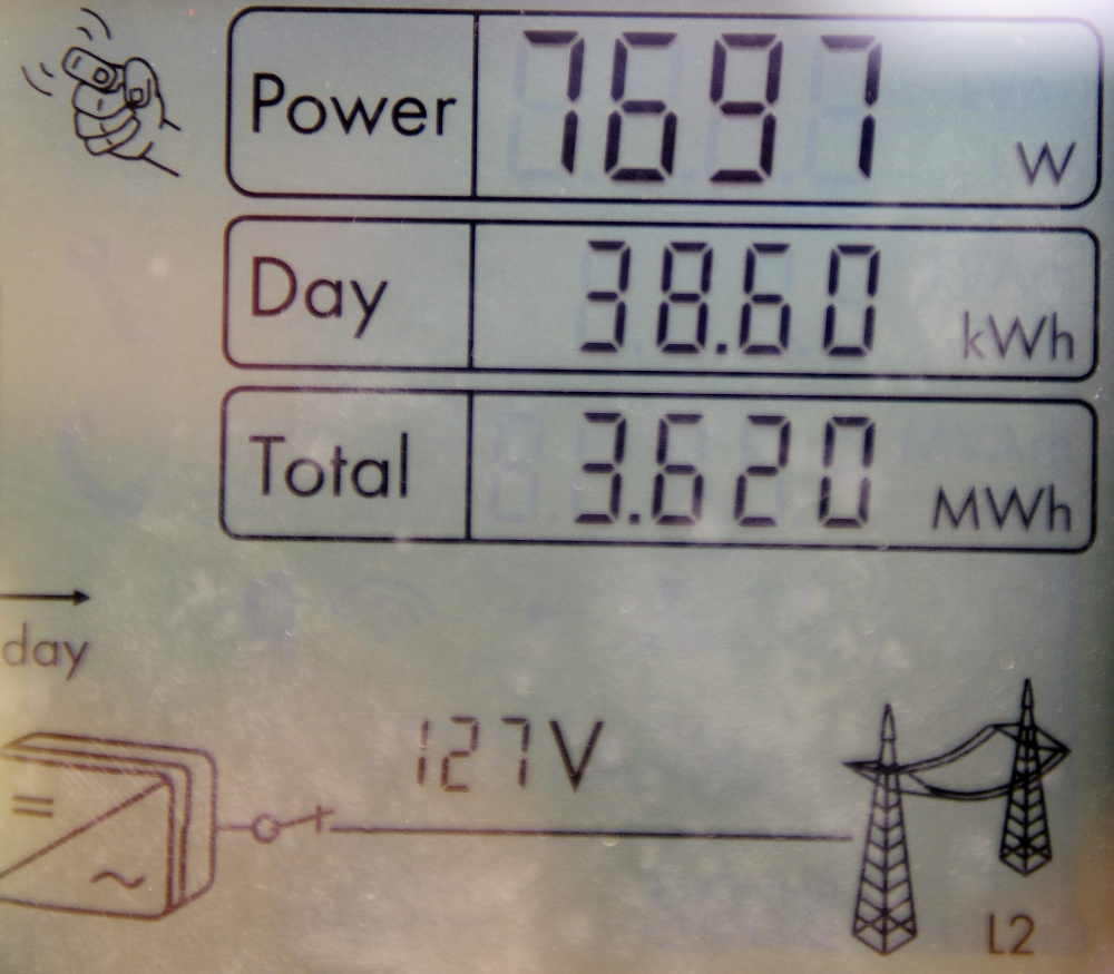 A meter on Thursday at the Sky Ranch Solar Farm in Wayne that is owned by a group of people.