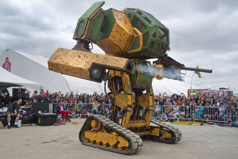 Maine brothers will be contributing to an enhanced version of this prototype by MegaBots Inc., seen in San Mateo, Calif., last year.