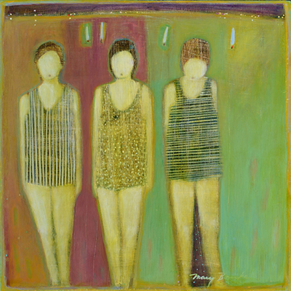 Mary Bourke's "Bathers," acrylic on birch panel, 2015, 18 by 18 inches