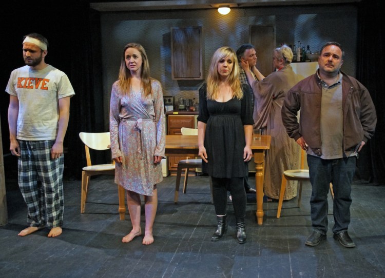 The Mad Horse Theatre Company ensemble cast of "Stupid F**king Bird." The show is on stage through June 5.