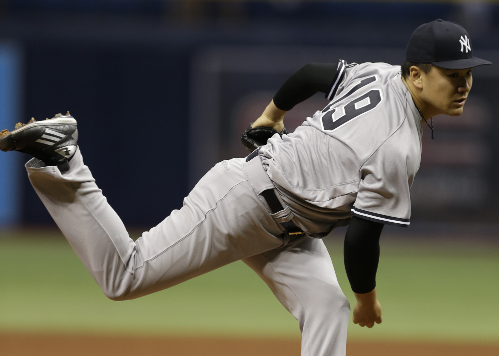 New York's Masahiro Tanaka pitched seven scoreless innings and the Yankees beat the Rays 4-1 Friday night in St. Petersburg, Florida. Tanaka allowed two hits and struck out four.