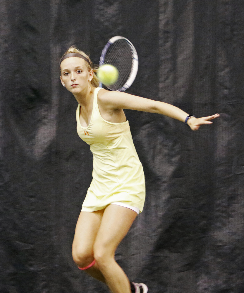 Falmouth senior Julia Brogan won the girls' singles title after falling short of the finals in three previous attempts. Brogan beat Rosemary Campanella 6-1, 6-0.