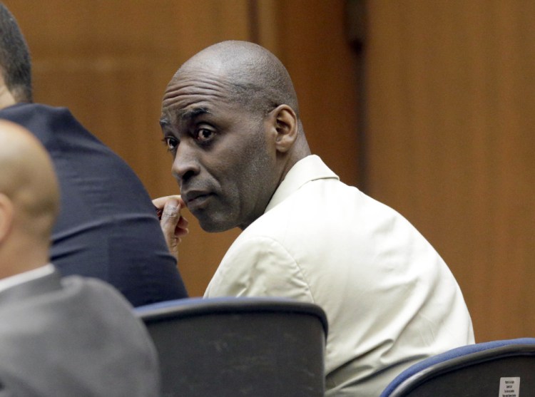 Actor Michael Jace, who played a police officer on television, appears during closing arguments during his trial at Los Angeles County Superior in Los Angeles.