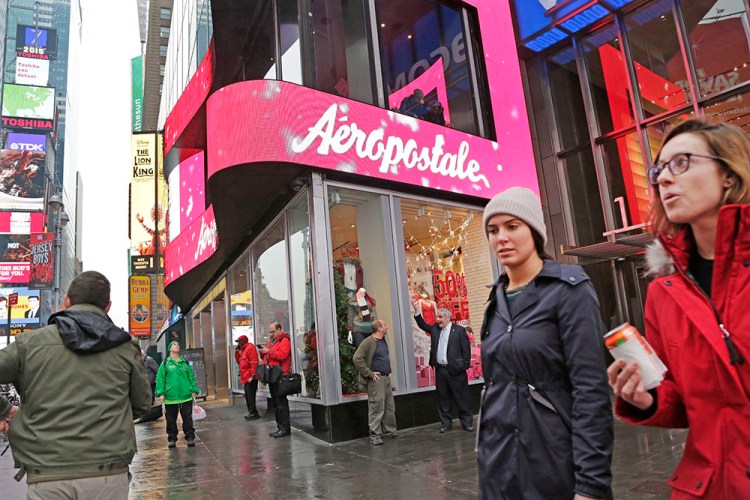 The Aeropostale clothing store in New York's Times Square. Once worth almost $2.6 billion, Aeropostale's market capitalization has fallen to about $2 million, and its share price hovers around 3 cents.
The Associated Press