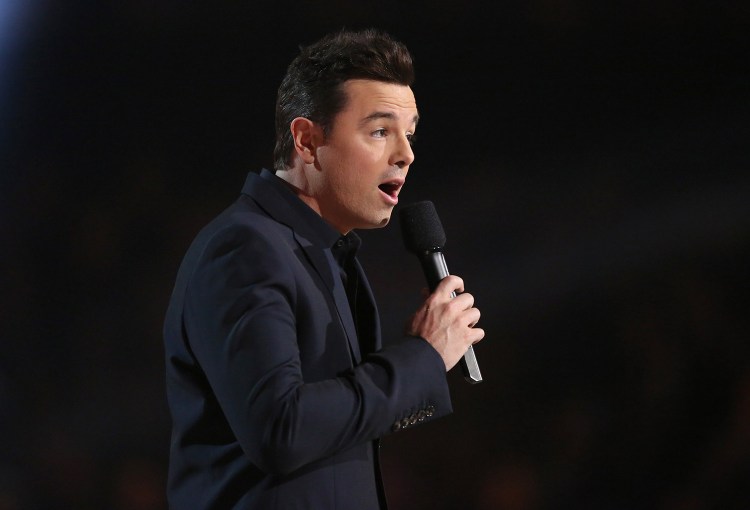 Seth MacFarlane presents the award for best musical theater album at the 58th annual Grammy Awards in this Feb. 15 file photo. The "Family Guy" creator is helping the Boston Pops kick off its spring concert series as the orchestra's opening night guest May 6. The Associated Press