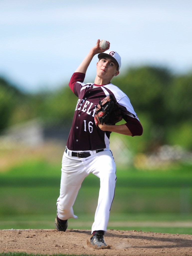 Ryan Twitchell of Greely delivers a pitch in the second inning.
Derek Davis/Staff Photographer