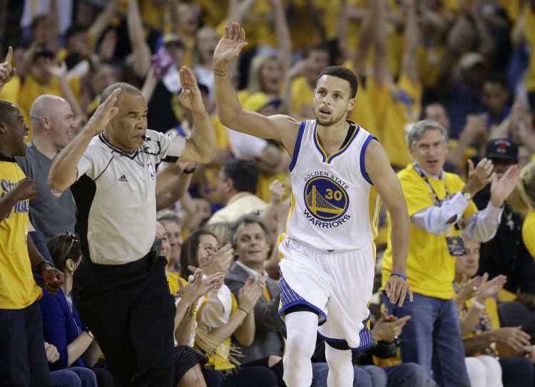 There was the injured ankle, then the sprained right knee, then the puffy elbow. One thing after another, but Stephen Curry returned to help the Warriors get past the Thunder, and now the finals with Cleveland awaits.