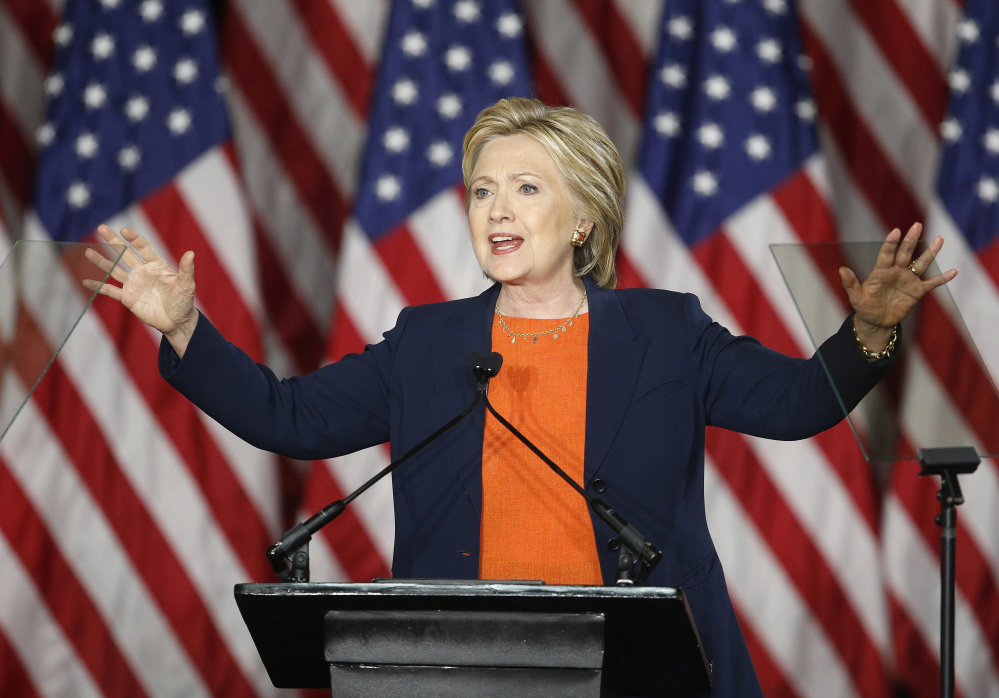 Democratic presidential candidate Hillary Clinton gives an address on national security Thursday in San Diego.
