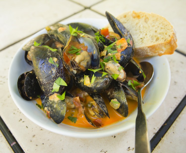 Smokey Mussels with Thyme Tomatoes and Cream.
