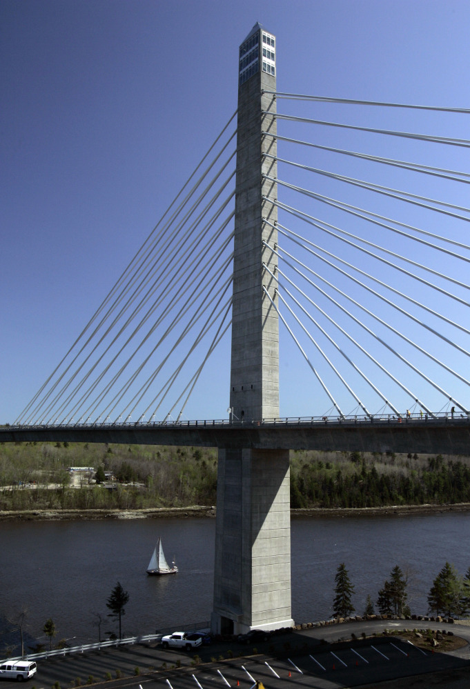 About 117 miles northeast of Portland, the Penobscot Narrows Bridge elevator lifts passengers 42 stories, offering stunning views of the ocean, islands and forests. Over 200 passengers have had to trudge down 25 flights on 20 separate occasions.