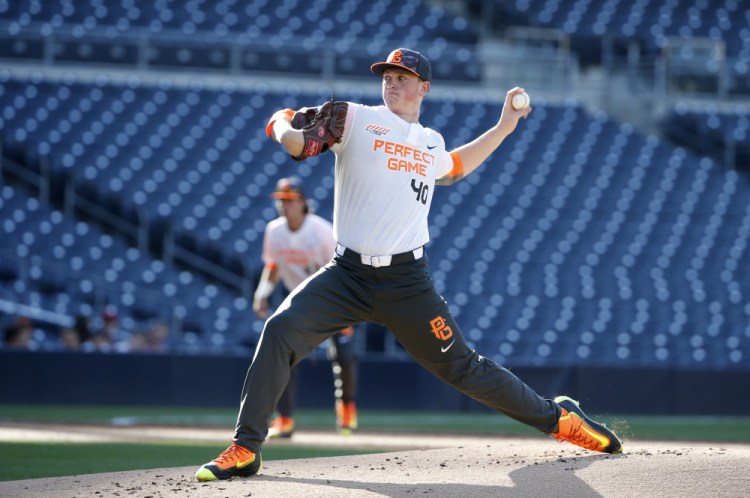 Jason Groome, shown pitching in the Perfect Game All-American Classic on Aug. 16, 2015, will be among Boston’s top pitching prospects.
Associated Press/Lenny Ignelzi