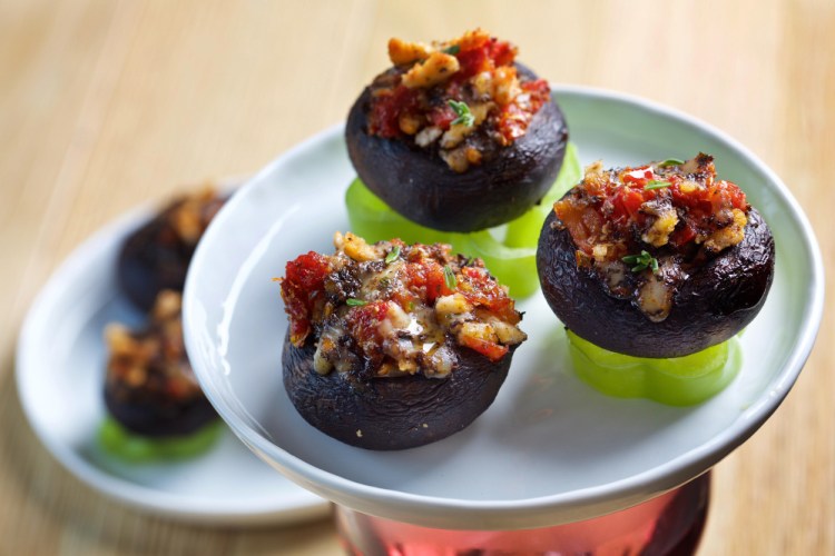 Those who eschew anchovies, a typical tapas ingredient, will be glad to know the filling in this stuffed mushroom dish is fish-free – and quite piquant.   The Washington Post/Deb Lindsey