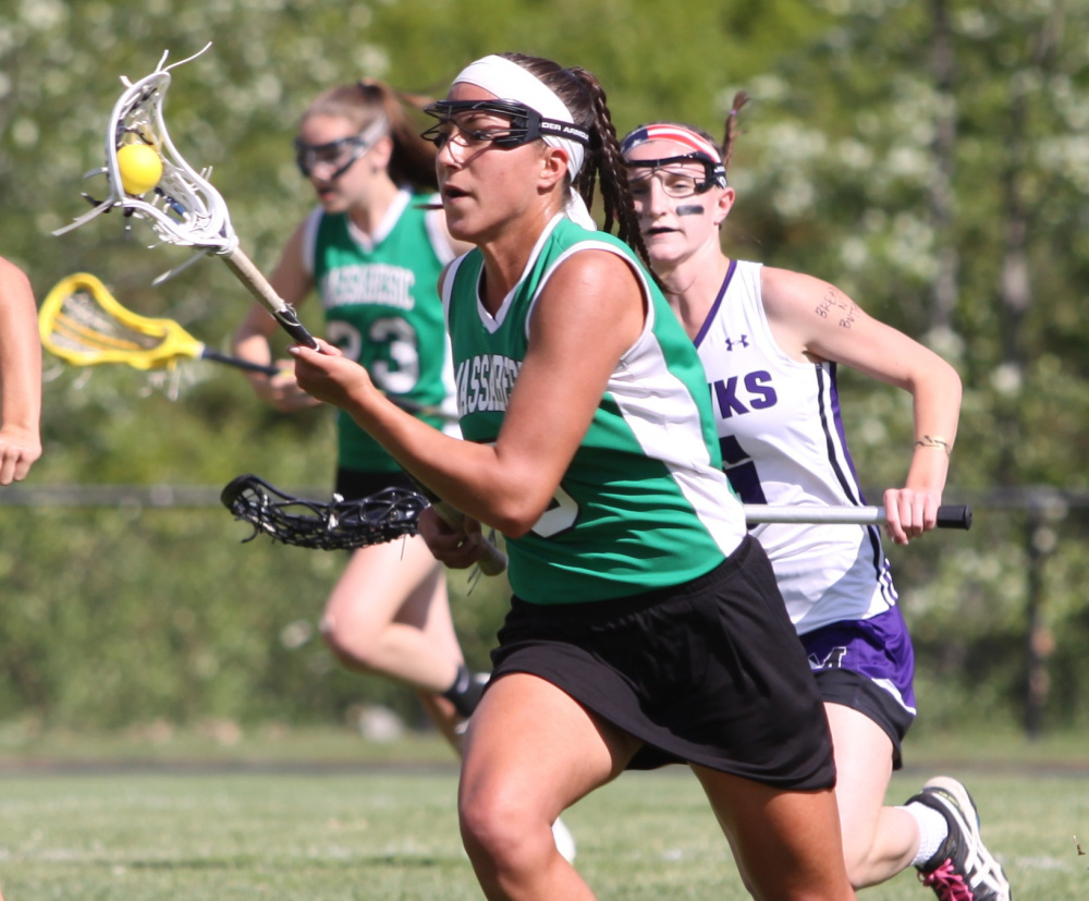 Maquila Dimastrantonio is heading to St. Anselm College in the fall, but before that has one more job to finish for Massabesic High: helping to bring home another Class A girls' lacrosse state title.