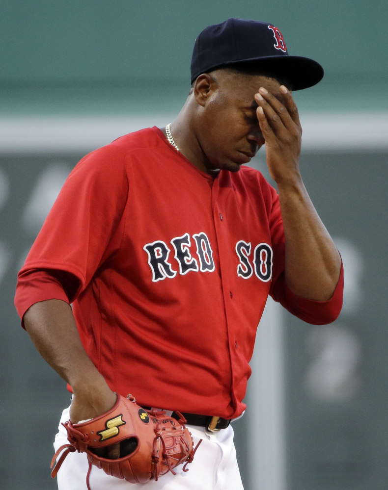 Roenis Elias underwent a 30-pitch first inning Friday night for the Boston Red Sox and was the loser in an 8-4 loss to Seattle. Elias was sent down after the game.