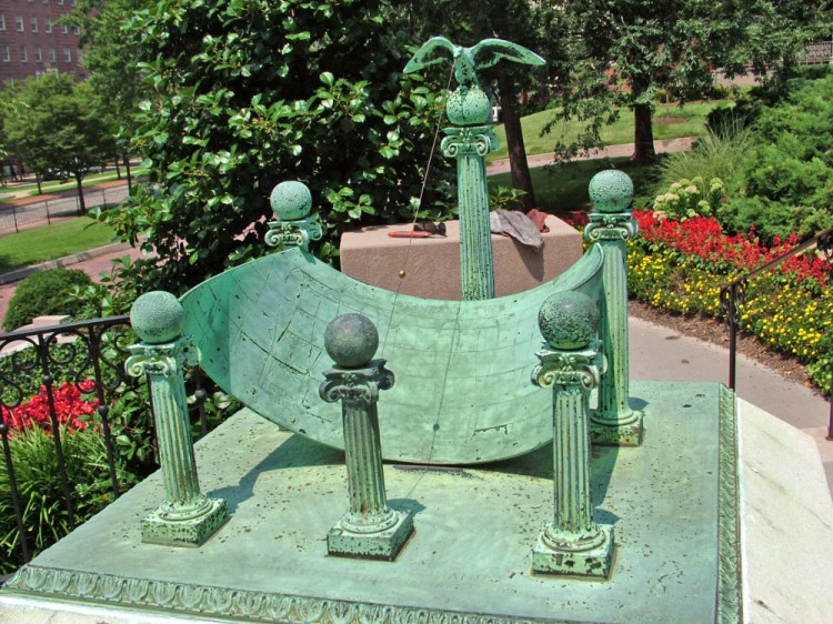 A rare sundial like this one on the grounds of Johns Hopkins Hospital in Baltimore, with a design patented by scientist Albert Cushing Crehore in 1905, is believed to be somewhere in the Portland area. It could be hidden by a fence or bushes. Have you seen it?