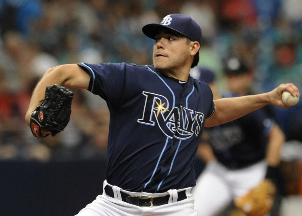 Tampa Bay starter Matt Moore limited the Red Sox to just three hits over seven shutout innings as the Rays beat Boston on Wednesday afternoon in St. Petersburg, Fla.