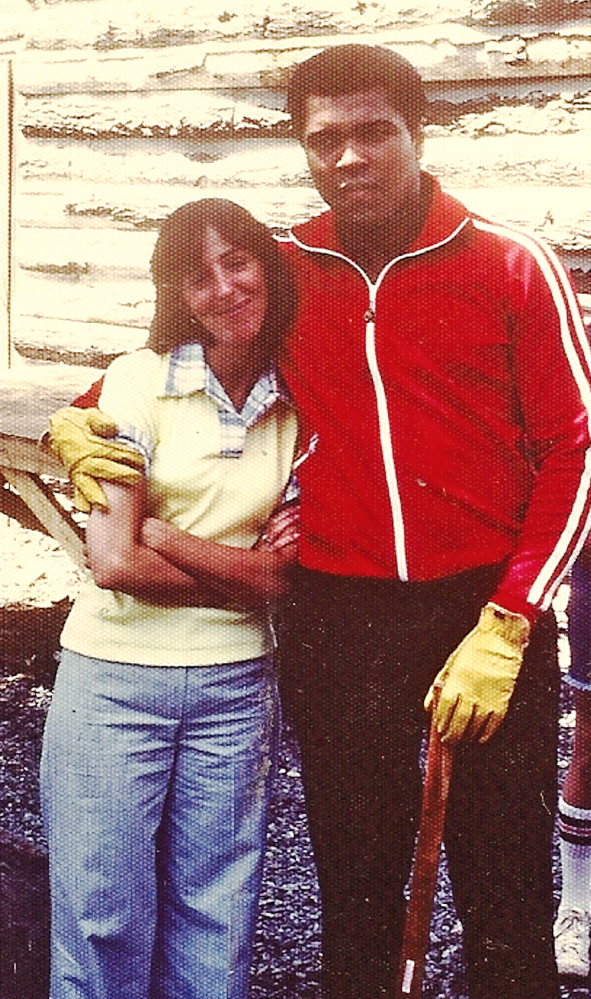 Carol Griffith, who now lives in Falmouth, poses with The Champ at his Pennsylvania training camp in 1978.