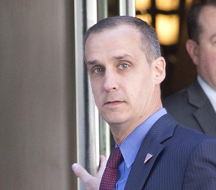 Corey Lewandowski, left, former campaign manager for Republican presidential candidate Donald Trump, was ousted from his position Monday. The Associated Press/Mary Altaffer)