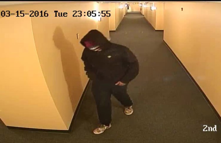 This image of a suspect in a fatal shooting in March at Shalom House in Portland was taken from a security video.
