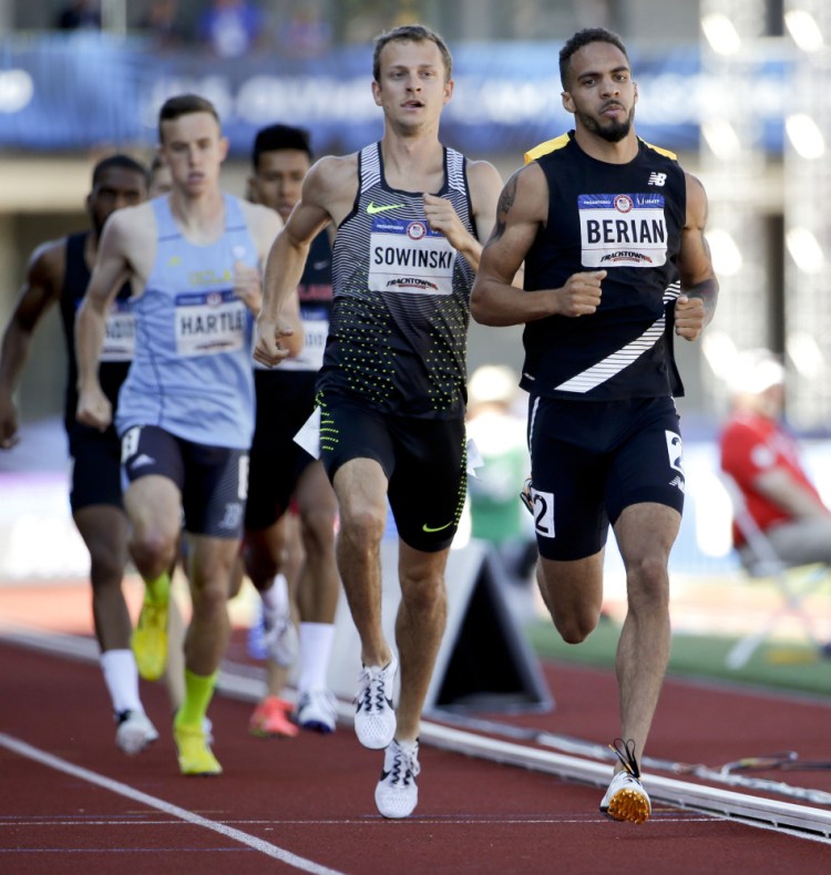 Boris Berian, right, has faced a pair of obstacles, but on Monday he reached his goal by qualifying for the Olympics in the 800 by finishing second in the final of the U.S. trials.