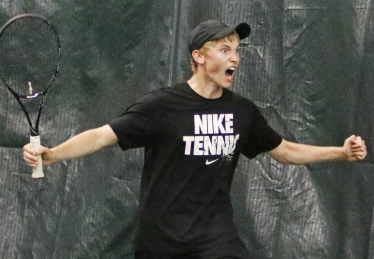 Nick Mathieu of Mt. Ararat received a strong challenege from Thornton Academy's Dariy Vykhodtsev in the state singles final but was up to the task, winning in three sets. Mathieu was also undefeated  in team play.