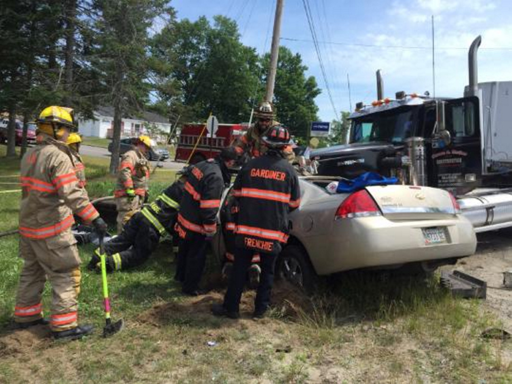 Two women from West Gardiner died after their car collided with a commercial truck in Litchfield around 11 a.m. Tuesday.