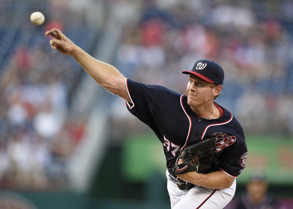 Washington Nationals starting pitcher Stephen Strasburg won his 16th consecutive decision on Friday night, a streak dating to last season that set a franchise record for starting pitchers.