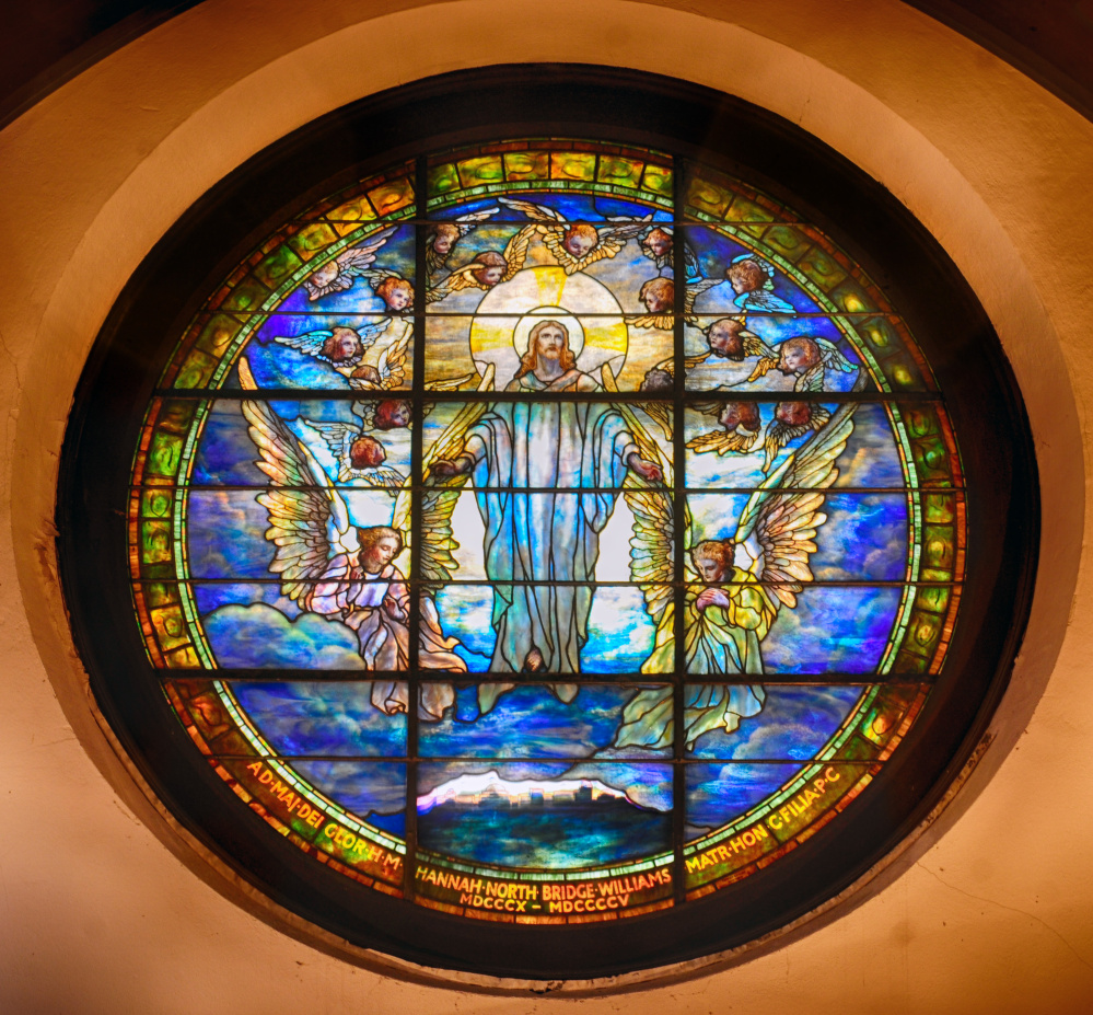 The Tiffany Ascension stained glass window is on the west end of St. Mark's Episcopal Church in Augusta.