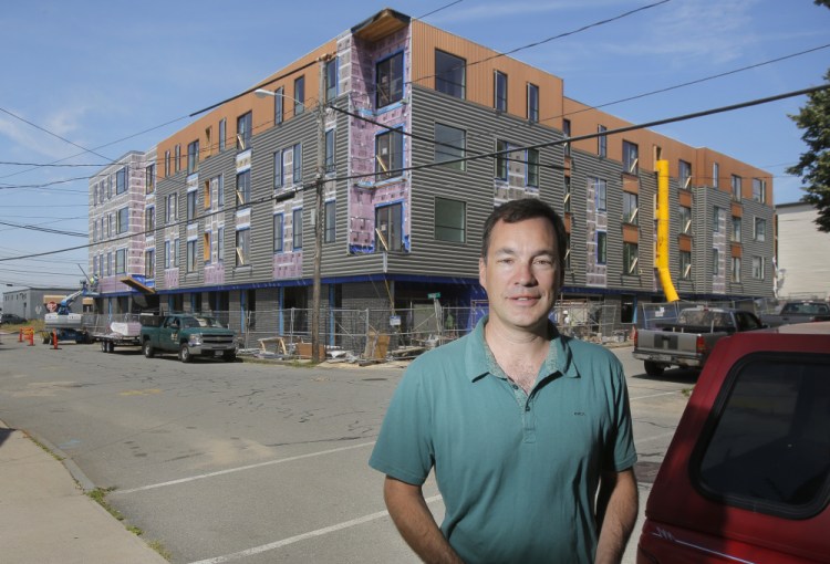 Developer Jonathan Culley of Redfern Properties is planning a 10-unit townhouse project at the corner of Lancaster and  Anderson streets in East Bayside, just up the street from this 53-unit apartment building under construction at 89 Anderson St. "It's a little risky," he said. "We see great positive energy in East Bayside."