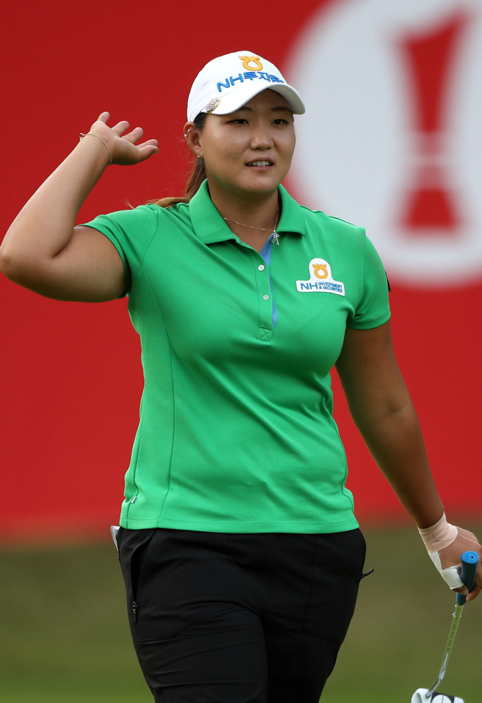 South Korea's Mirim Lee equaled the lowest round at the Women's British Open with a 10-under 62 Thursday at Woburn, England.