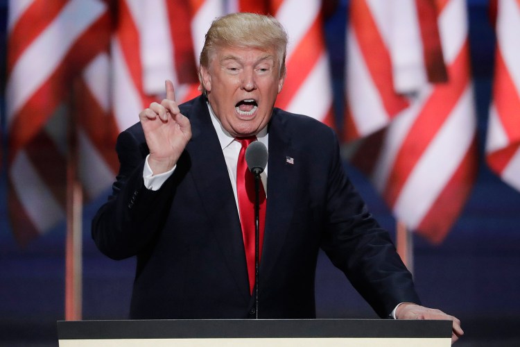 Donald Trump gives his acceptance speech at the Republican National Convention on July 21.