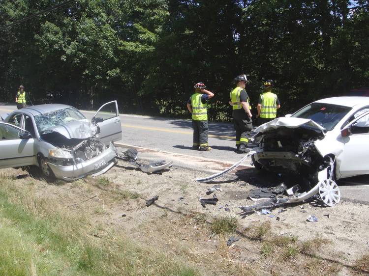 Police say seat belts likely saved the lives of the occupants of two vehicles that collided on Route 35 in Dayton when one driver crossed the centerline Tuesday.