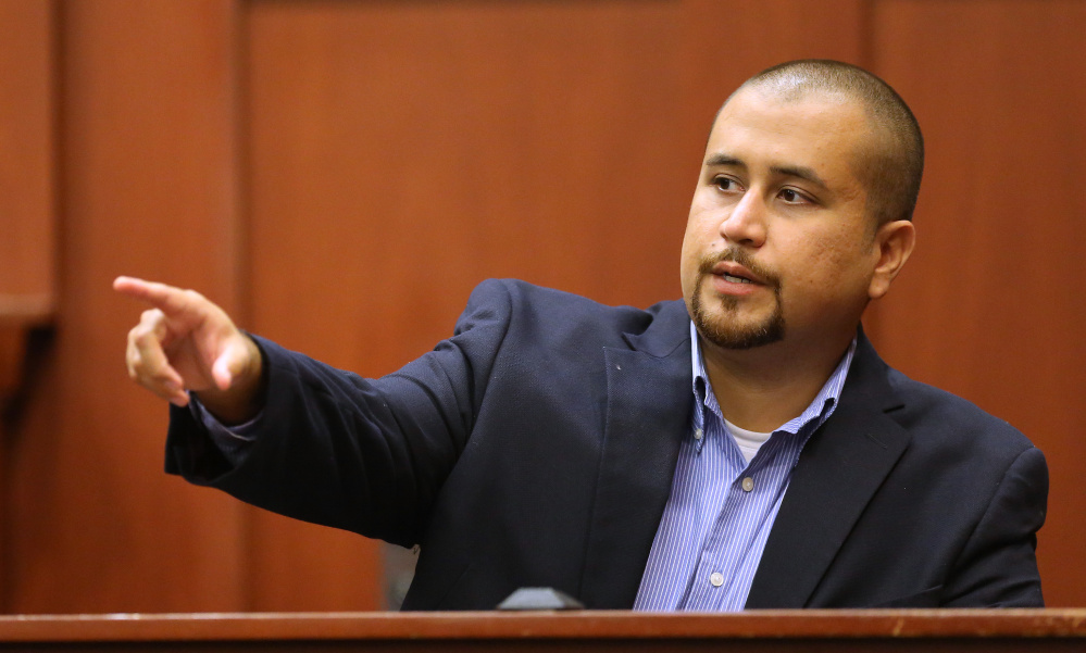 George Zimmerman testifies in court in 2105. He says he was threatened and punched in a restaurant in Sanford, Fla., the same city where he fatally shot Trayvon Martin.