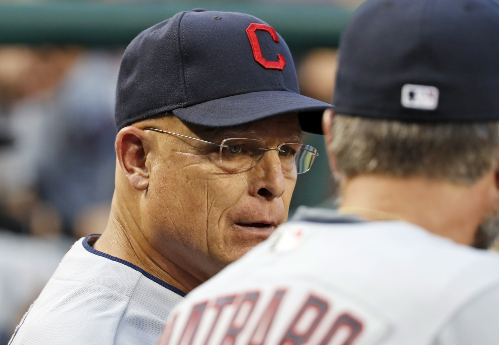 Brad Mills, the bench coach for the Cleveland Indians, took over as manager Tuesday night when Terry Francona complained of chest pains before the game. Francona did not visit a hospital.