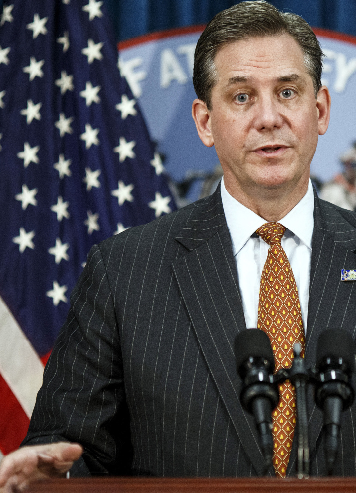 First Deputy Attorney General Bruce L. Castor talks at a news conference in Harrisburg, Pa., Tuesday.
