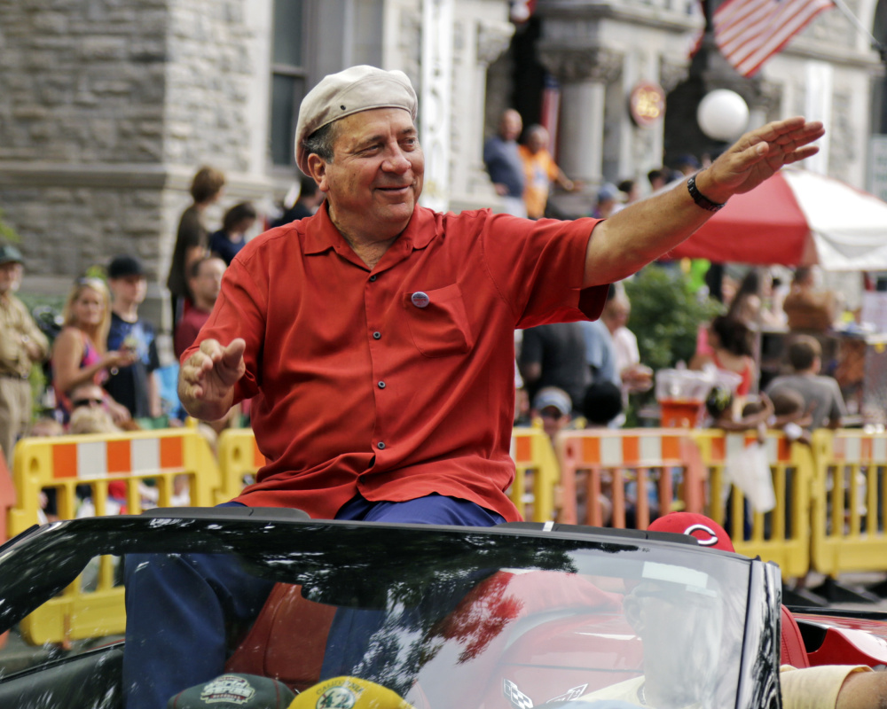 Baseball Hall of Fame catcher Johnny Bench serves as Grand Marshal in the Little League Grand Slam Parade in Williamsport, Pa., on Wednesday.