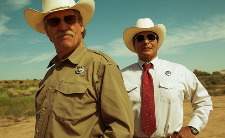 Jeff Bridges, left, as Texas Ranger Marcus Hamilton and Gil Birmingham as his partner Alberto Parker in "Hell or High Water."