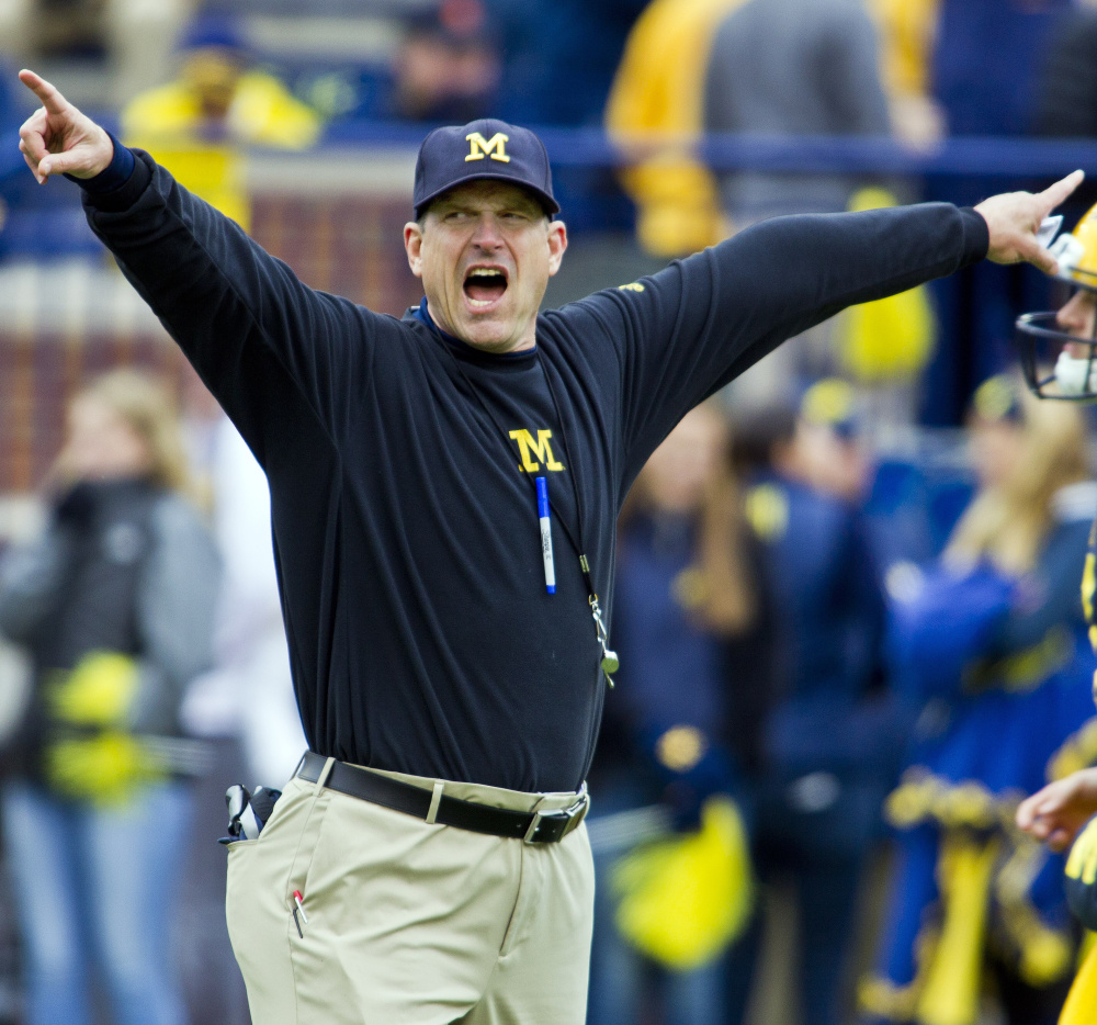 Michigan Coach Jim Harbaugh uses everything he can think of to lure recruits, and it's working. The Wolverines were 5-7 the year before he arrived and 10-3 in his first season.